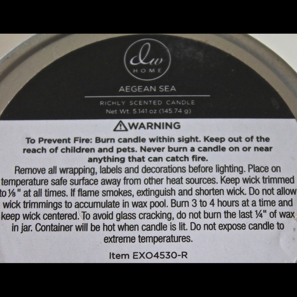 DW HOME CANDLE AEGEAN SEA EXOTIC AROMA 5 OZ NEW - Picture 3 of 3